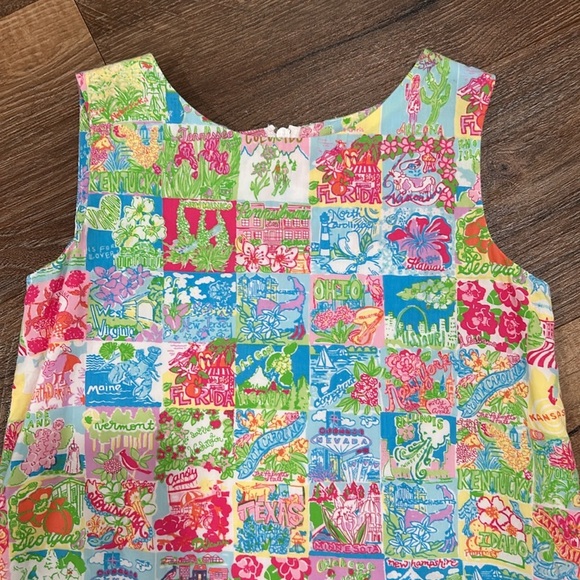 Lilly Pulitzer States Shift Dress Sleeveless,front pockets,zip up back,side bows - Picture 2 of 13